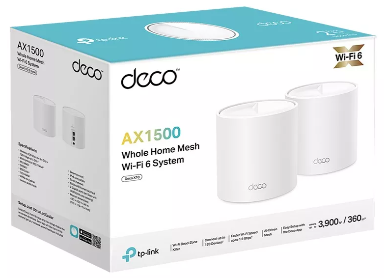 DECO X10 PACK DE 2 MESH TP-LINK AX1500 GIGA WIFI SYSTEM