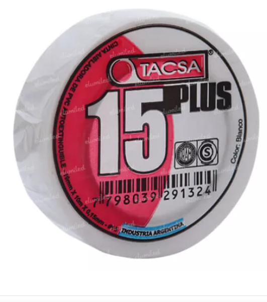 Cinta aisladora tacsa x 10 mts blanca