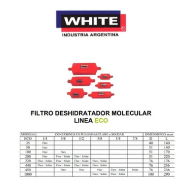 Filtro white eco 440 - 3/8 flare